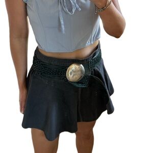 Aerie Black denim mini skater Skirt with elastic waist women’s Sz m